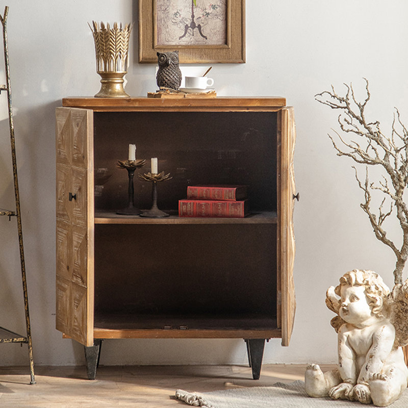  Buffet décoratif rustique en bois sculpté géométrique