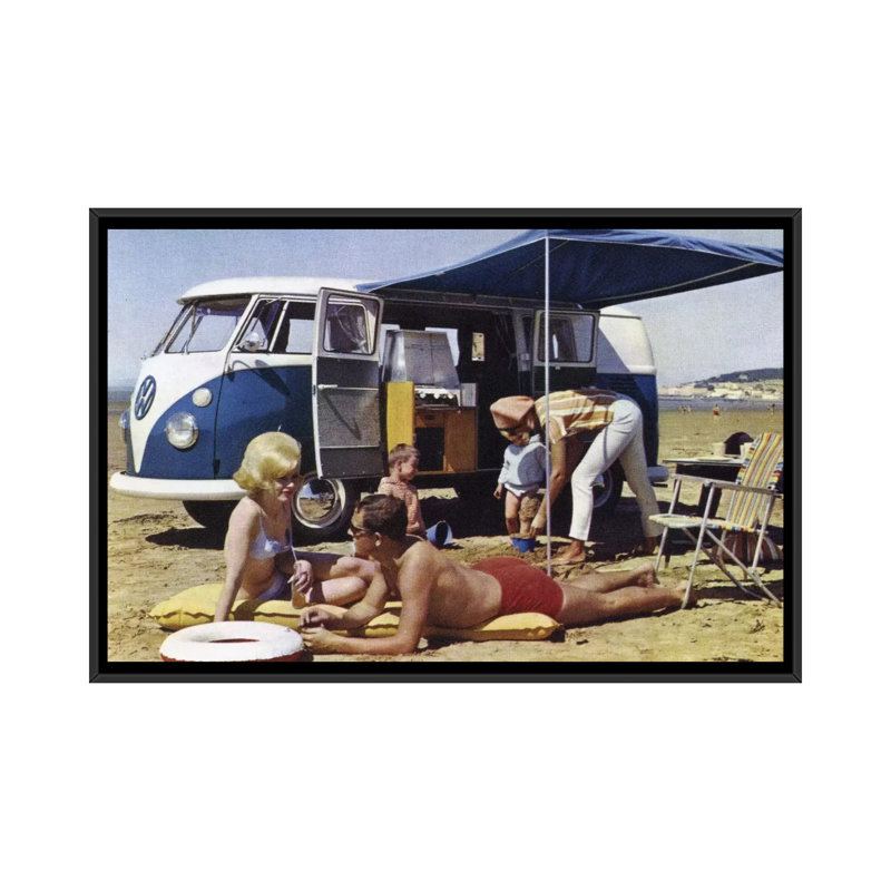 « caravan family », reproduction de photo sur toile, H 18 po x l 26 po x P 1,5 po, Pas de tapis, Toile avec cadre noir