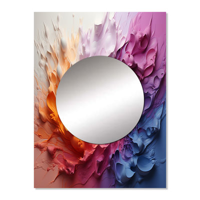Colorful White Rainbow spiral I - Rainbow Mirror, Traditional Unique Wall Mirror, Printed Metal Art