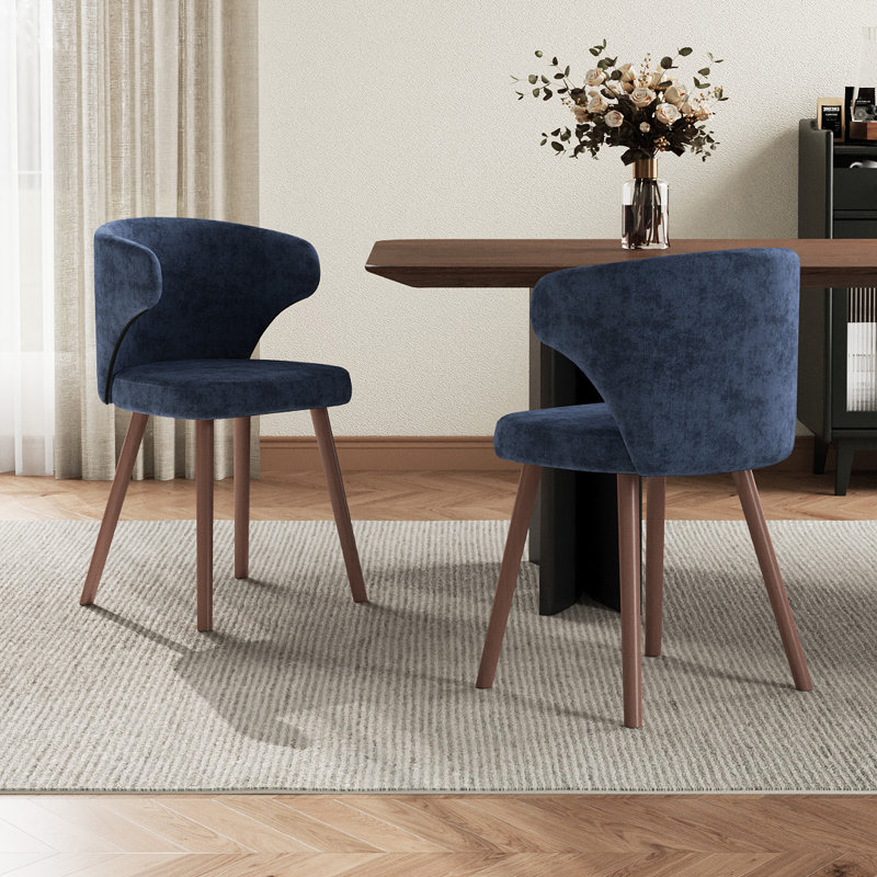 35cm H Upholstered Back Side Chair, Blue