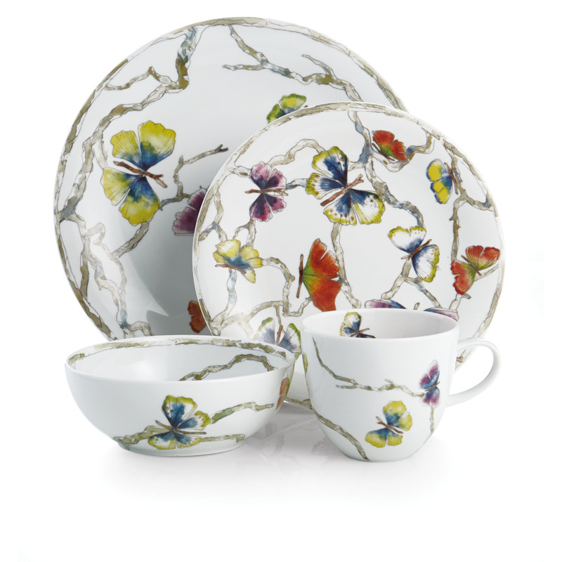 Butterfly Ginkgo Handmade Porcelain Dinnerware Set