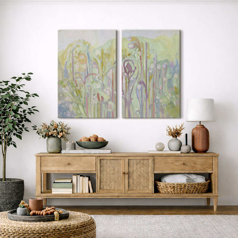 «Pastel Abstract Garden Art», photos de salon, impression sur toile encadrée, H 24 po x l 32 po, Toile tendue