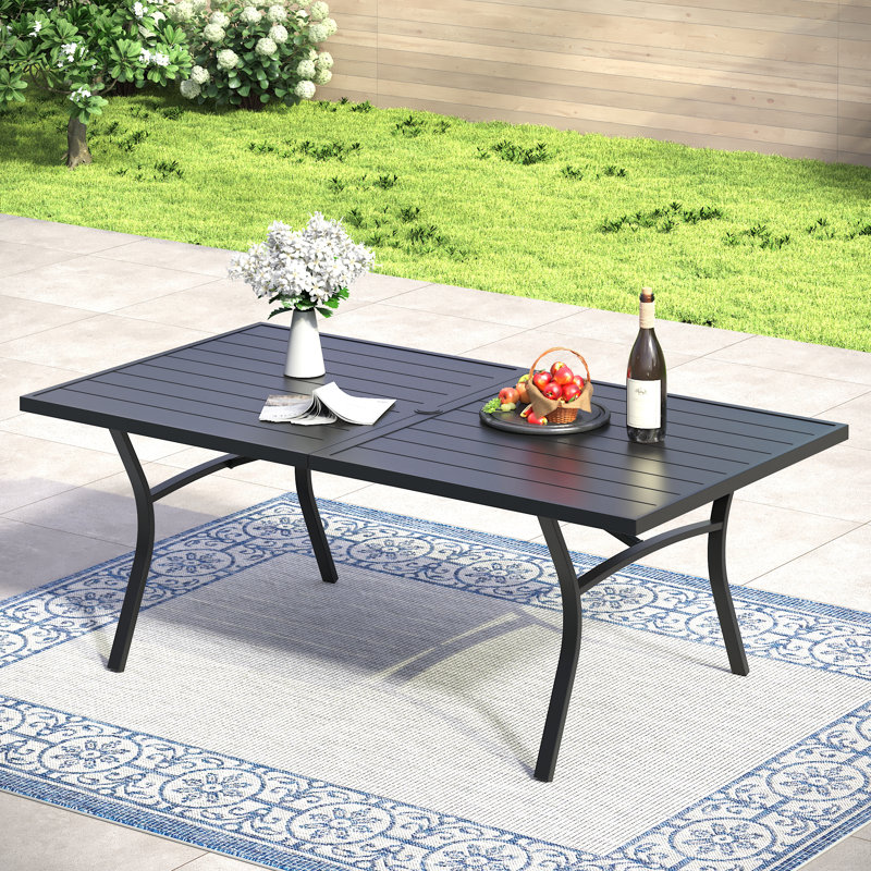 Table de salle à manger rectangulaire pour l'extérieur, Noir, H 28,3 po x l 63 po x P 37,8 po