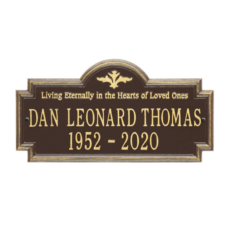 Arlington 'Living Eternally' Memorial Plaque, Yes, Bronze/Gold