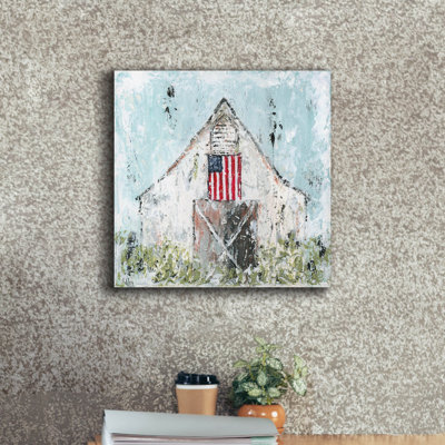 «Americana Barn» par Ashley Bradley, art mural sur toile, 18 po x 18 po