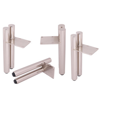 4 pieds de meuble en métal nickel brossé, pied de canapé de table basse de style moderne, pied de table de cuisine, pied de meuble de salle de bain