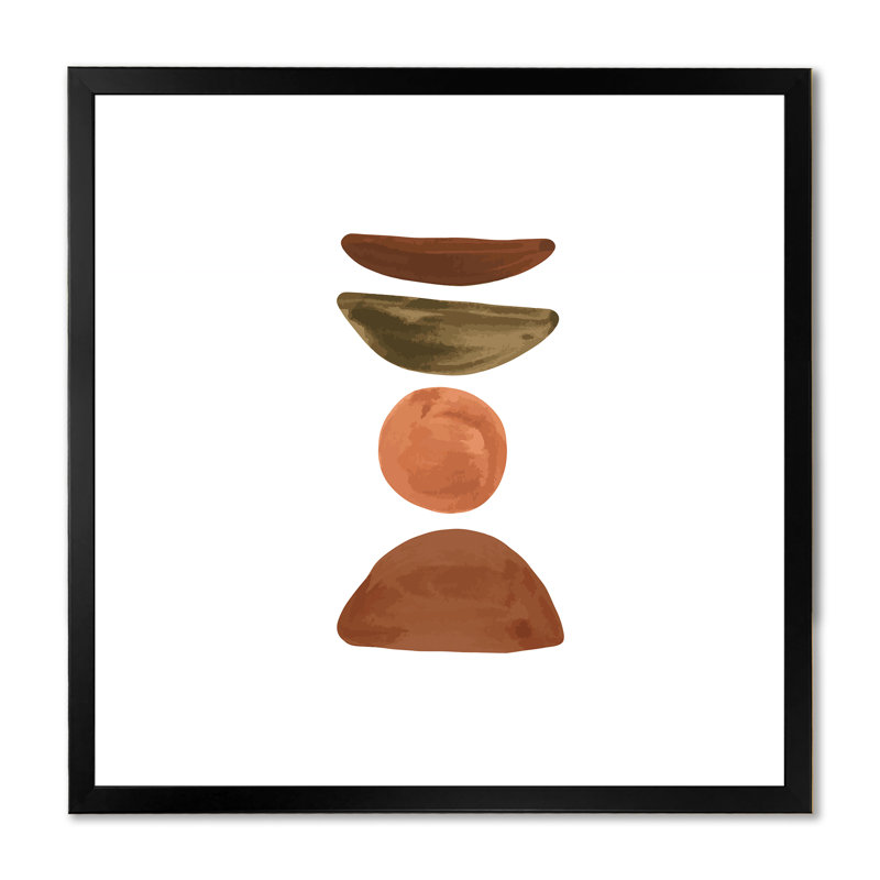 Minimal demi-lune et orange pleine lune - Impression sur toile, H 16 po x l 16 po x P 1 po, Cadre photo noir