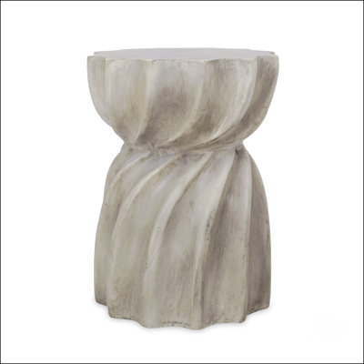 CANIS Lightweight Concrete Side Table With Sunburst Top And Hourglass Shape, Perfect For Outdoor Decor And Durability.