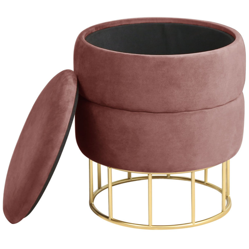 Ajhane 37cm Wide Velvet Tufted Circle Pouffe Ottoman with Storage