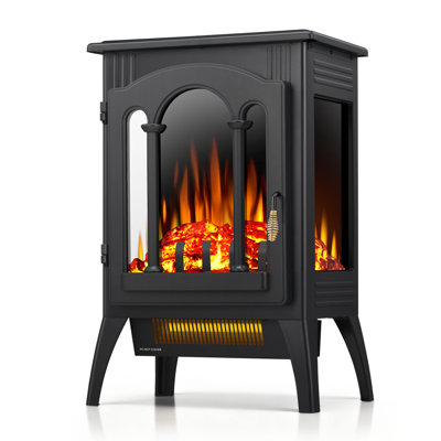  16" Electric Fireplace Stove Heater - 1500W Infrared, 2 Heat Modes, Thermostat & Overheat Protection