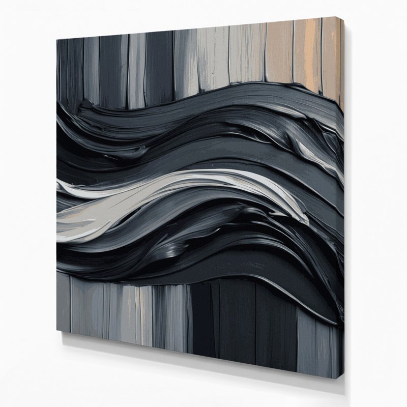 Toile horizontale à rayures horizontales gris foncé et amande, H 12 po x l 12 po