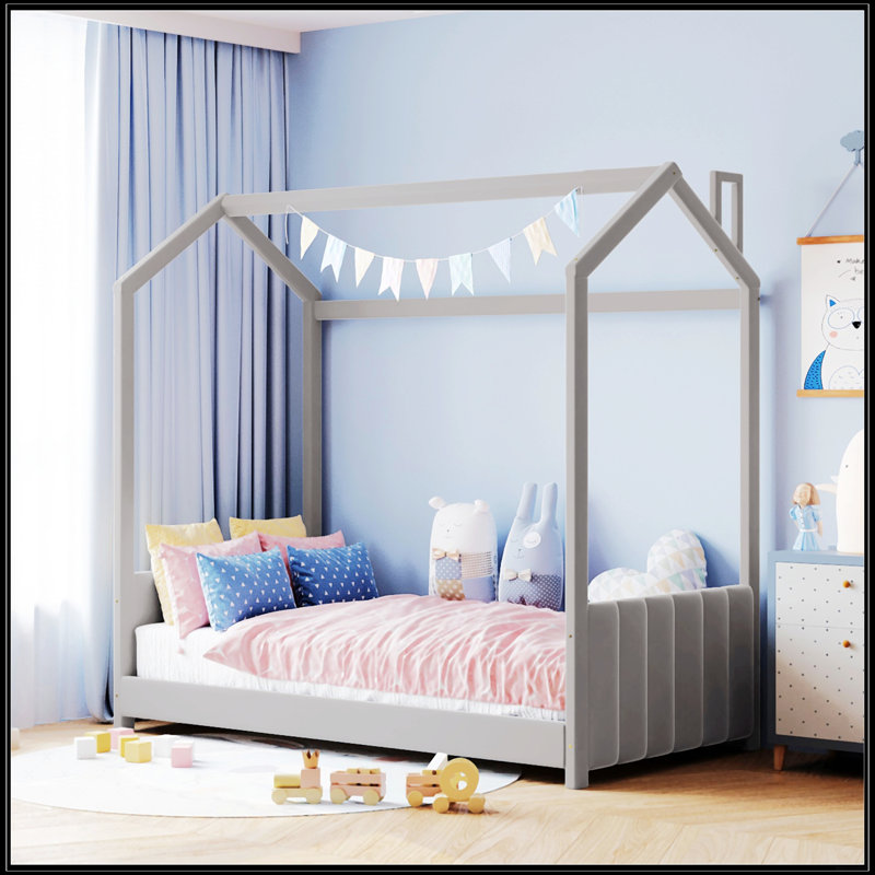 Twin Size Velvet House Bed