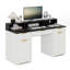 Table d'ordinateur de bureau de direction avec prises de courant et support pour moniteur, bureau d'écriture avec tiroir de rangement pour clavier et classeurs pour bureau personnel