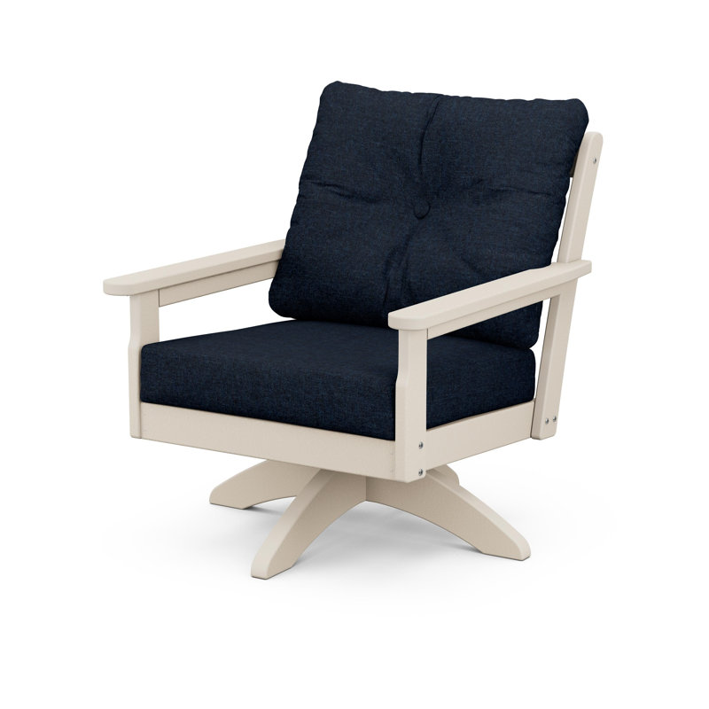 Chaise pivotante à assise profonde Lakeside Vineyard, Indigo marin, Sable