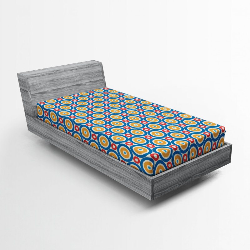 Drap-housse rétro géométrique, Drap-housse de taille simple