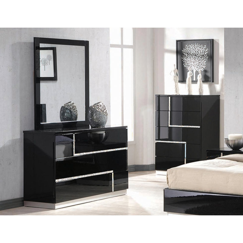 Ensemble de commode 3 tiroirs avec miroir Shanda