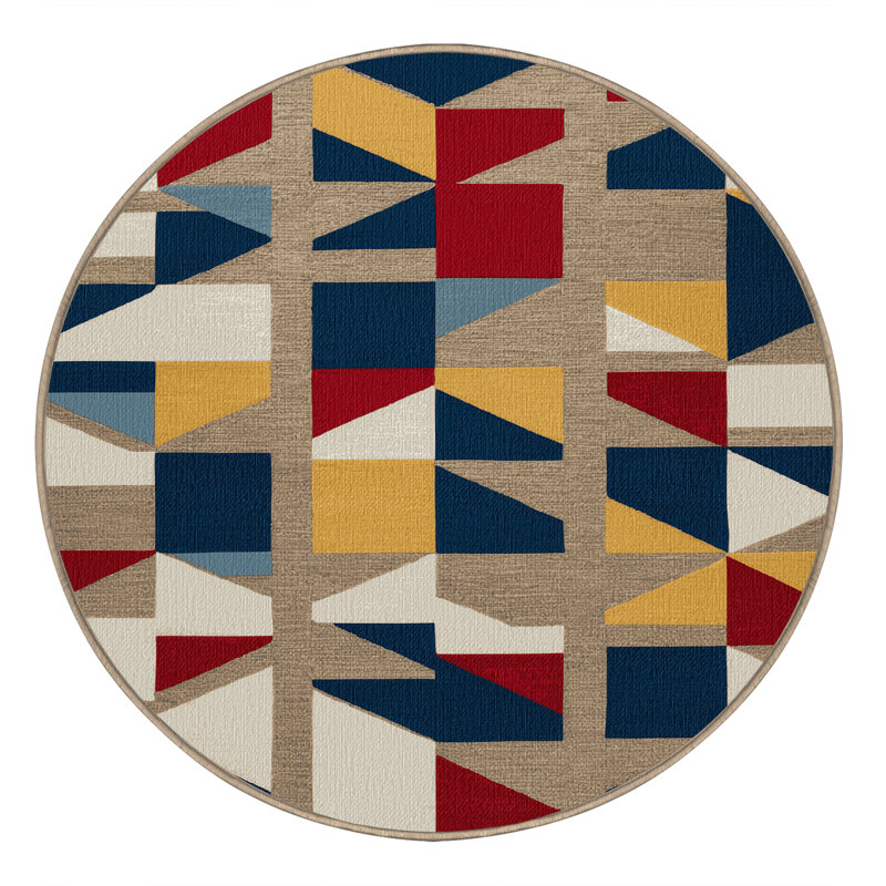  Tapis bord de mer lavable, Rond 3 pi