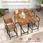 17 Storeys 5 Pcs Acacia Wood Bar Table Set Outdoor Bar Height Table & Chairs With Metal Frame