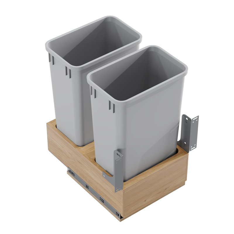 Poubelle de cuisine coulissante double 18 po Dowell, 50 pintes -Double