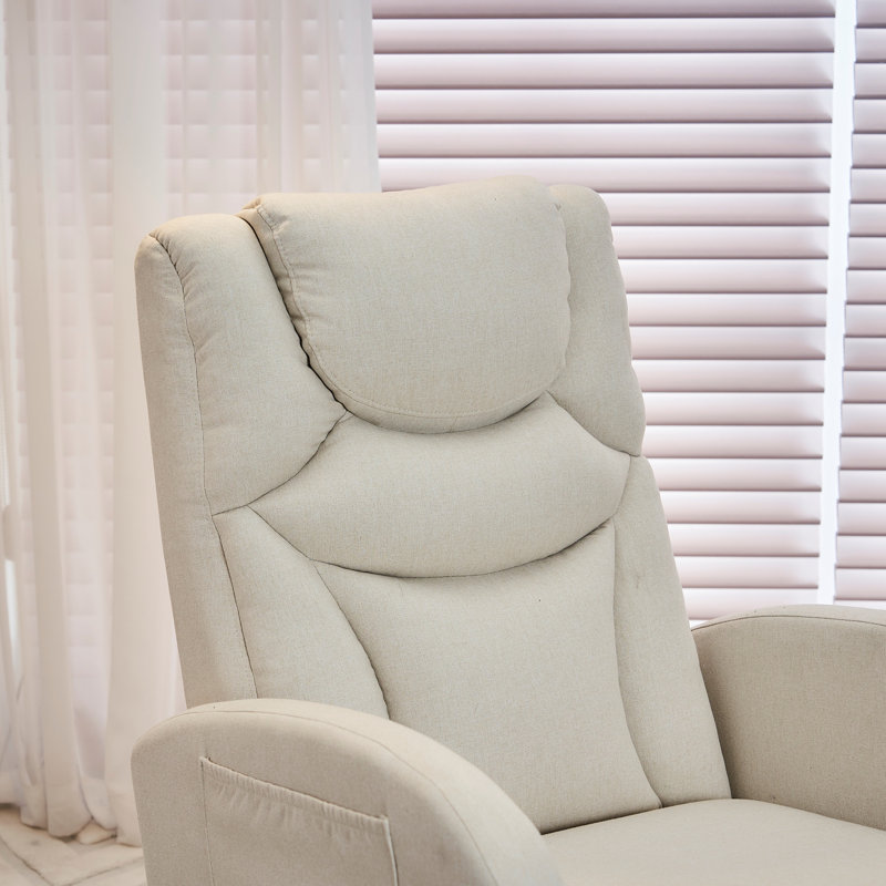 Chaise berçante en coton et lin avec repose-pieds réglable