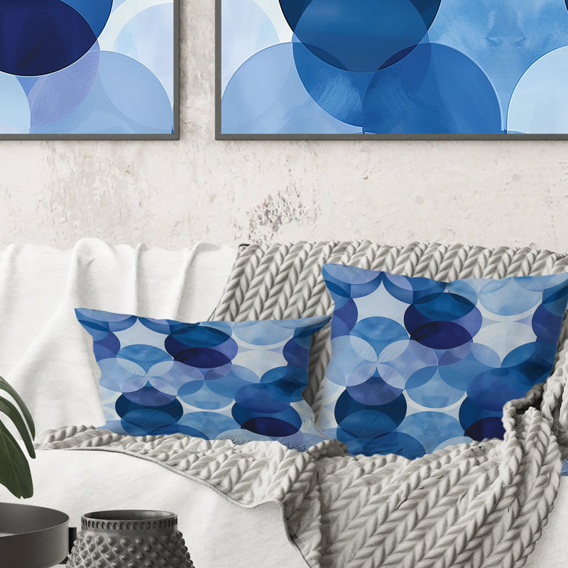 Bleu, blanc, cercles modernes - coussin lombaire moderne