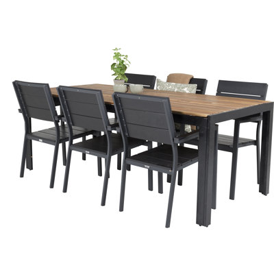 Aradhya 6 - Person Acacia Patio Dining Set with Rectangular Table