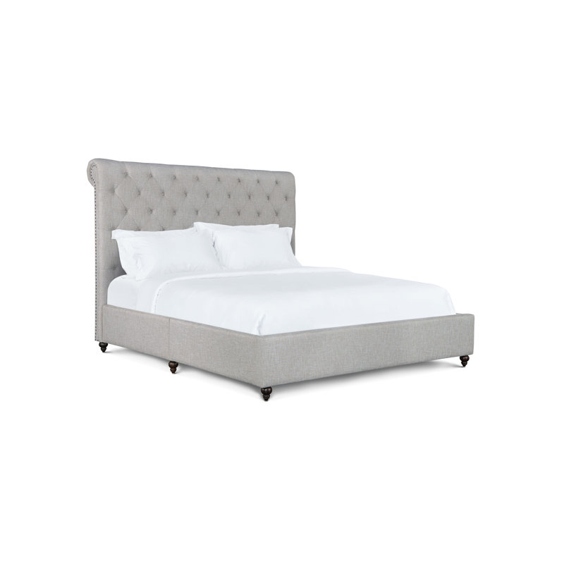 Eiver Upholstered Sleigh Bed, Gray, Queen