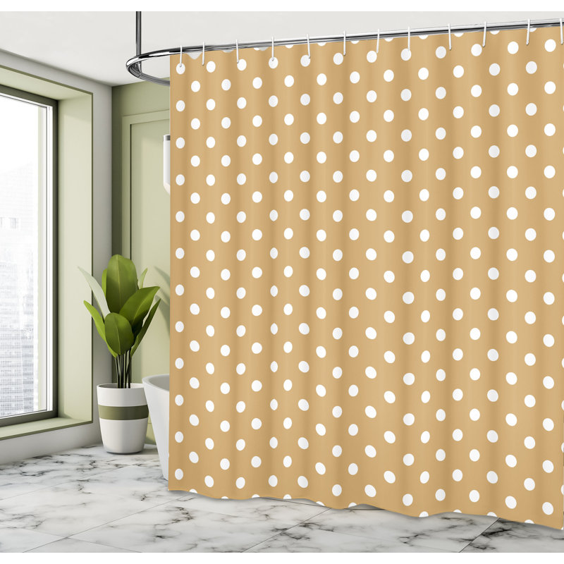  Rideau de douche simple à pois colorés, H 69 po x l 84 po, Brun sable