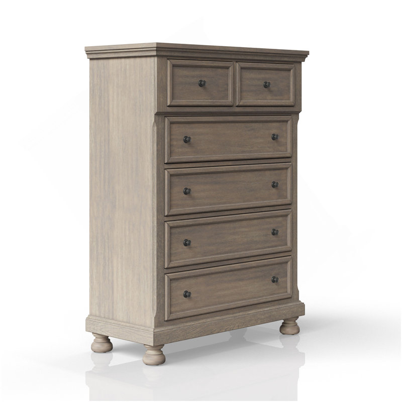 Commode 5 tiroirs gris antique