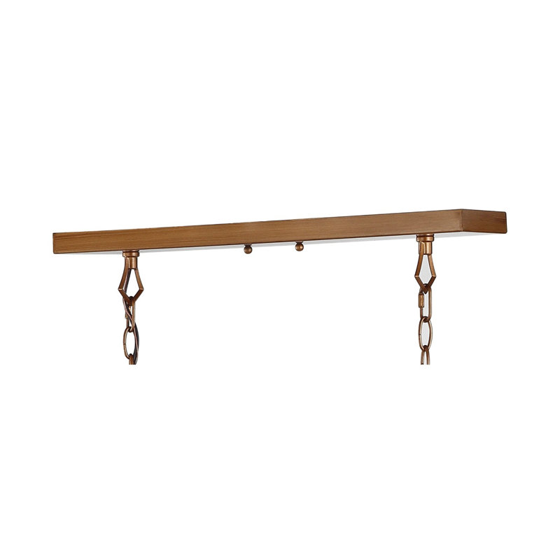 Luminaire suspendu linéaire à 6 lumières pour îlot de cuisine Joree, Or antique