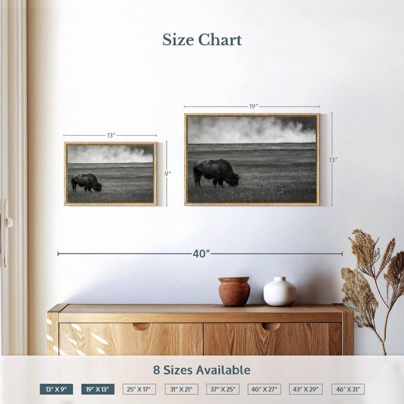 Yellowstone National Park, 19" X 13", Floating Frame Natural Wood