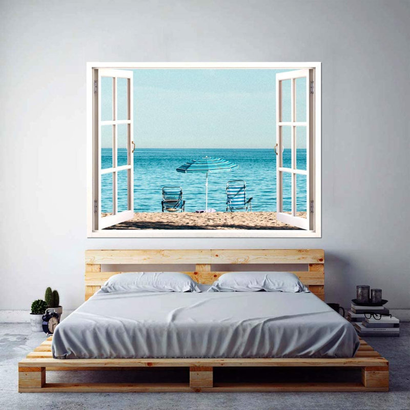 Murale chaise de plage bleu sarcelle, L 32 po x l 24 po