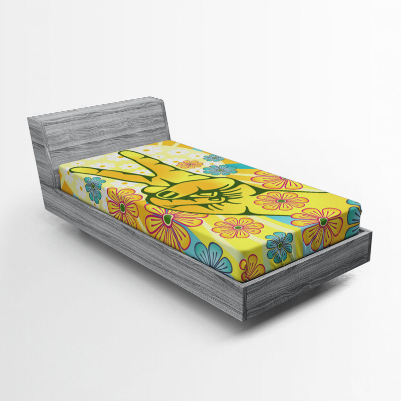 Drap-housse à motif floral Groovy, Drap-housse de taille simple
