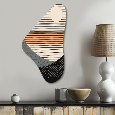 Simple Horizon III - formes abstraites en forme de Boomerang, art mural asymétrique en métal