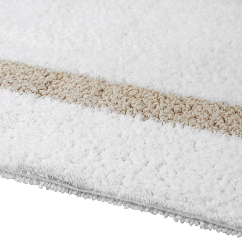 Broshous Premium 100% Cotton 2370 GSM 2-Piece Bath Rug Set, Ultra Plush Tufted Bathroom Mats, Super Absorbent OEKO-TEX® Certified, Reversible, Machine Washable, Spa-Like Comfort, White/Sand