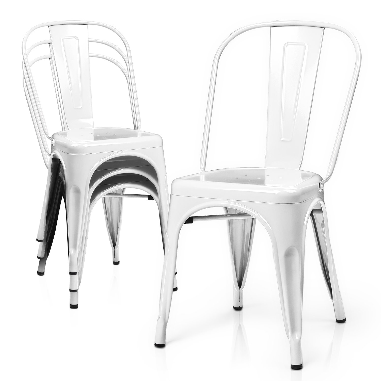 White metal deals stackable chairs