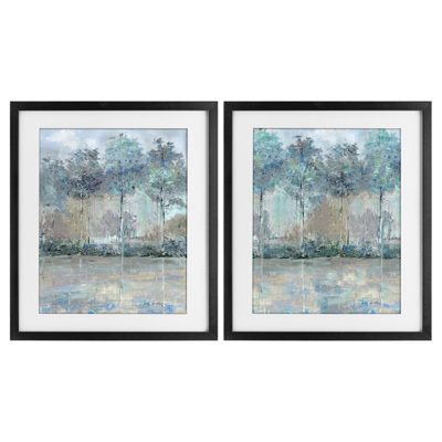 «Subdued Tree Landscape Impression», ensemble de 2 impressions encadrées sous verre, conception de Sally Swatland