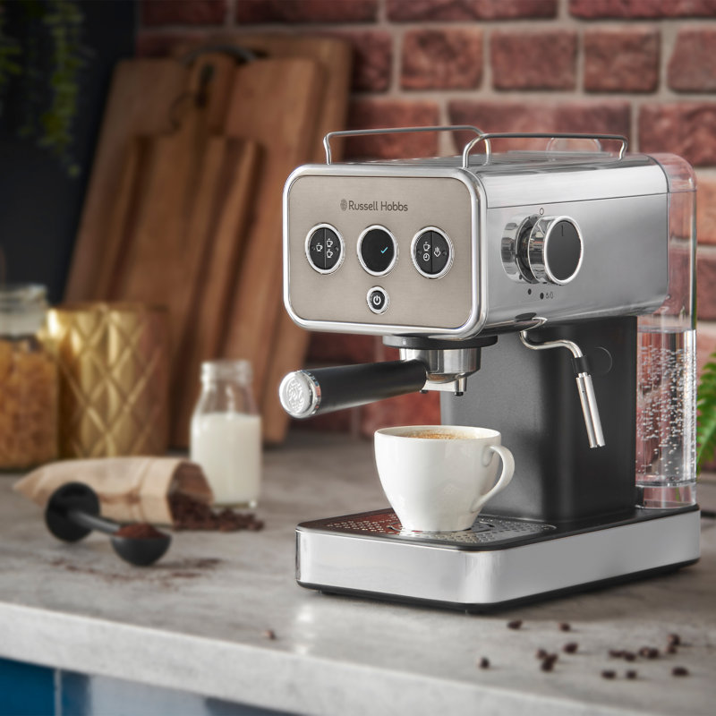 Russell Hobbs Distinctions Espresso Machine 15 Bar Pressure with Steam Wand, Titanium