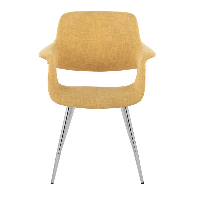 Quirico 16.5'' H Upholstered Armchair, Yellow, Chrome