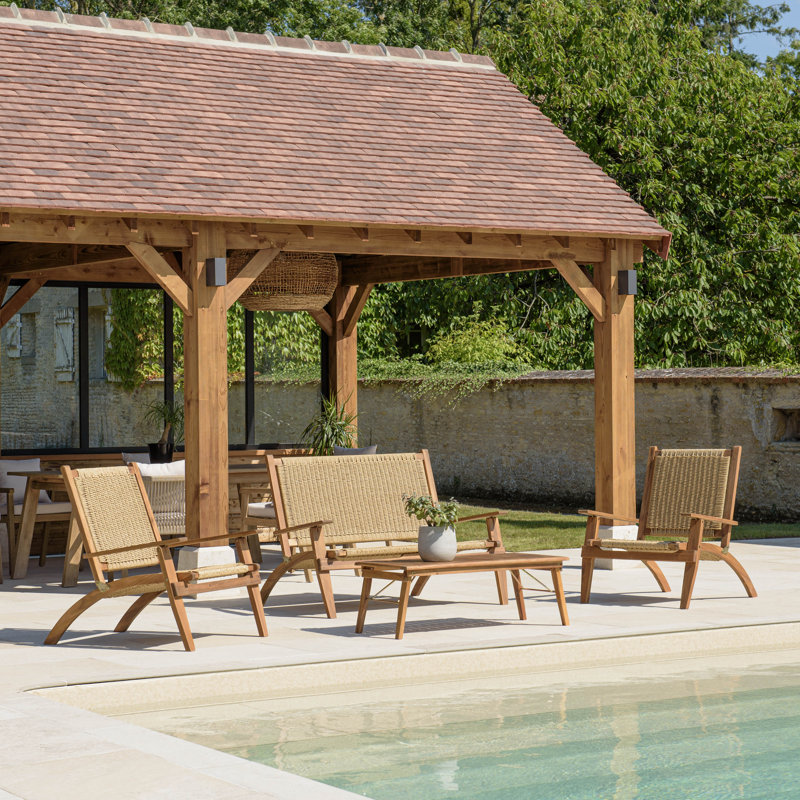 Garden Furniture Set 4 Seaters In Oiled Acacia