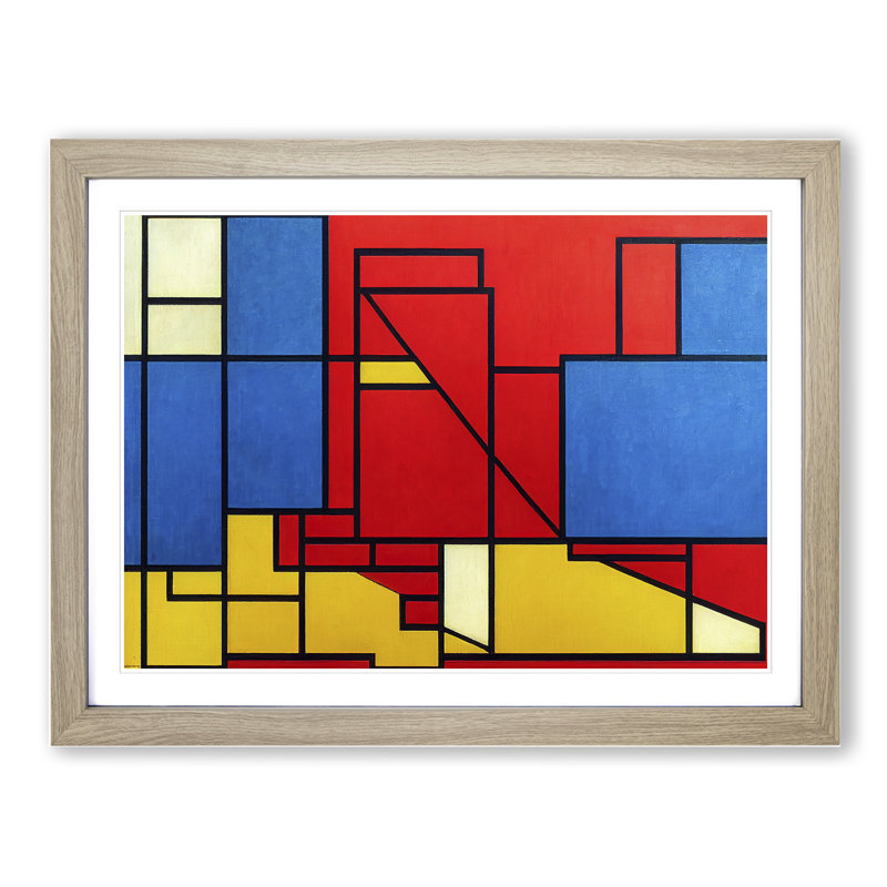 Cubism Abstract Vol.1 - Framed Print, 46cm H x 64cm W x 2cm D, Oak