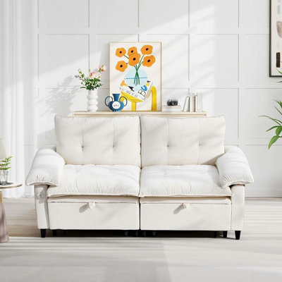 73" 3-Position Convertible Chenille Sleeper Sofa