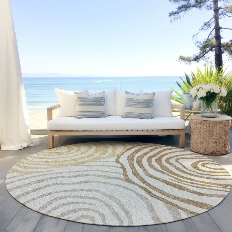 Leis Abstract Indoor Rug, Round 8'