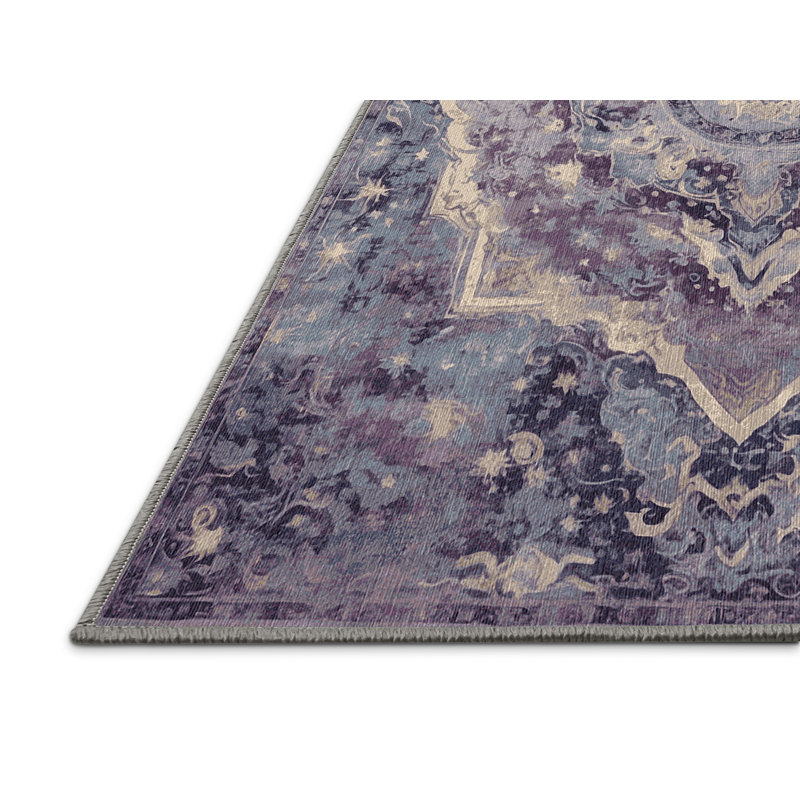 Machine Washable Purple Area Rug, Rectangle 7' x 10'