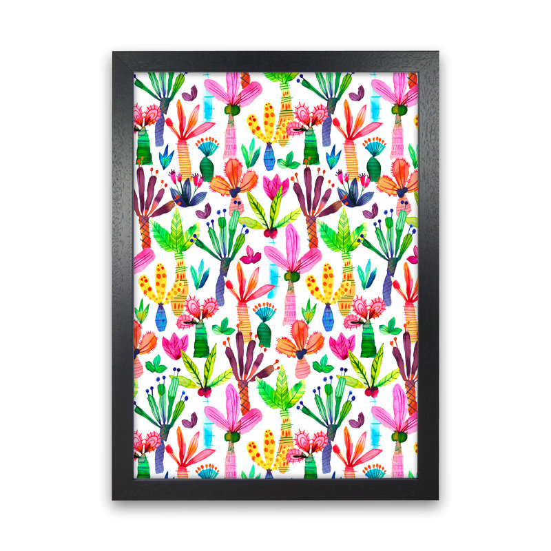 Palms Kids Garden 1 Piece Wall Art, 88cm H x 64cm W x 3cm D, Black Framed