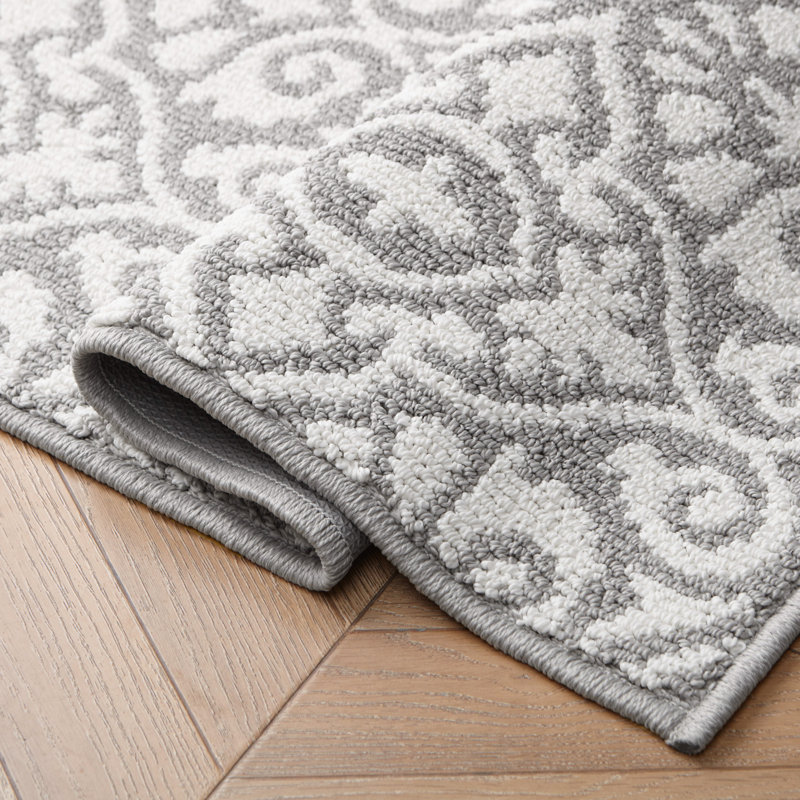 Laura Ashley Feya Two-Tone Machine Washable All Loop Tufted Rugs, Rectangle 2'2" x 3'9"/Runner 2'2" x 5', Light Gray