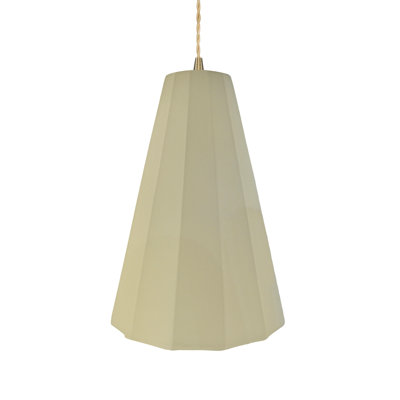Radiance - Luminaire suspendu 1 lumière cannelé - Vanille (brillant) - Laiton antique - l 9 po x H 13 po - Ampoule remplaçable - Corde torsadée beige