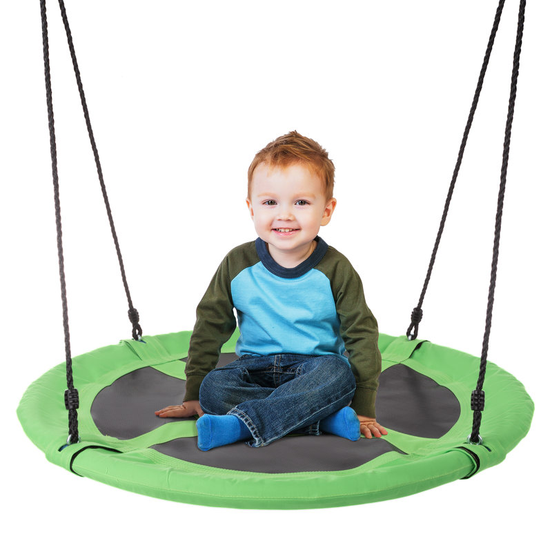 Saucer Swing - Balançoire suspendue à un arbre de 40 po de diamètre - Disque rond avec corde réglable - Accessoire de jeu pour l'extérieur ou la cour par Hey Play