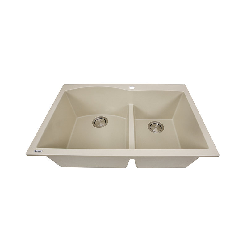 Plymouth 33'' L Double Basin Kitchen Sink, Sand