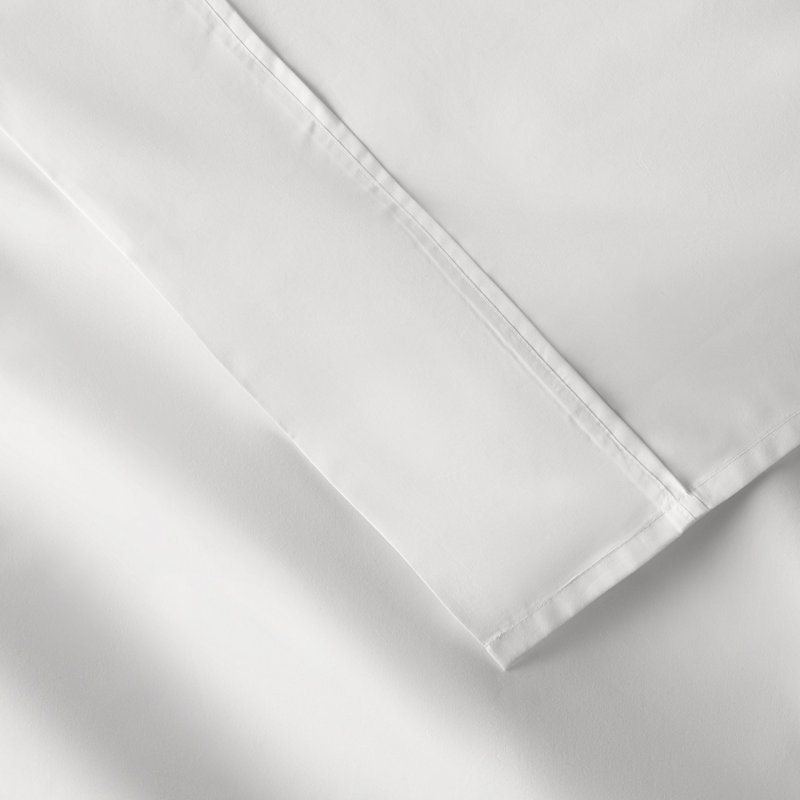 Emrik Brushed Organic Cotton Percale Sheet Set, Twin, White